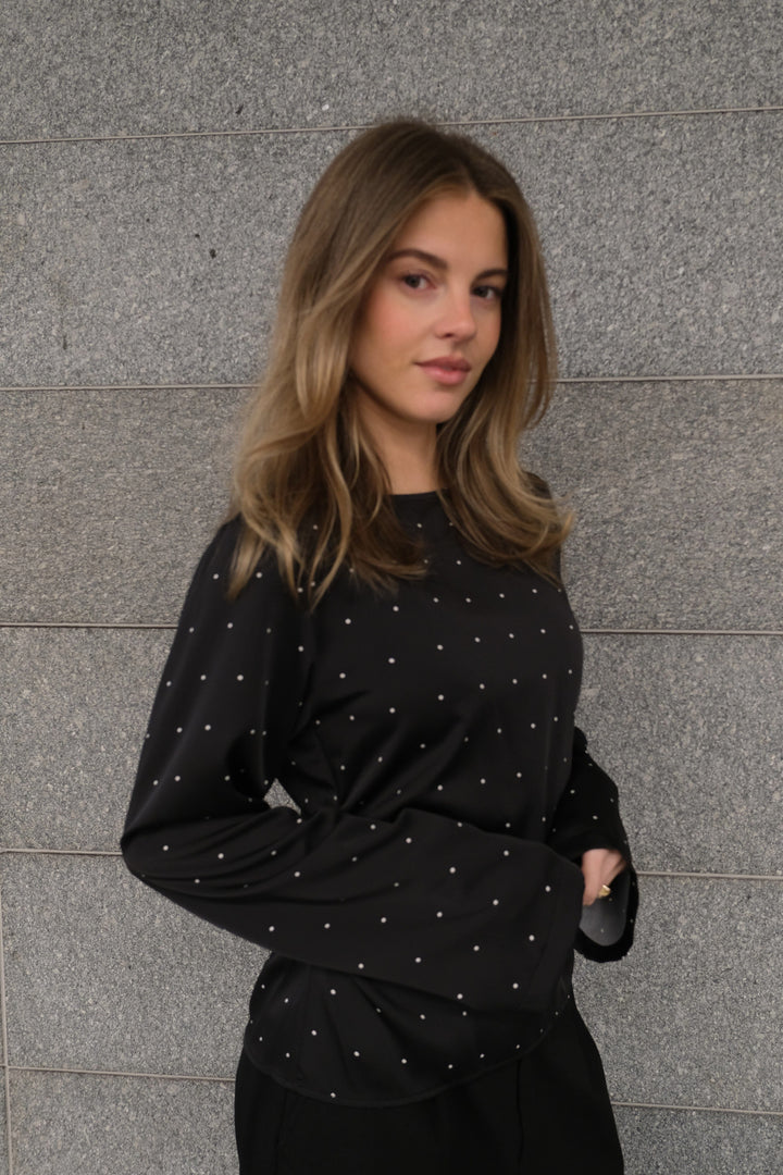 Modström - Tailormd Print Top 59102 - 12053 - Black Dot Toppe 