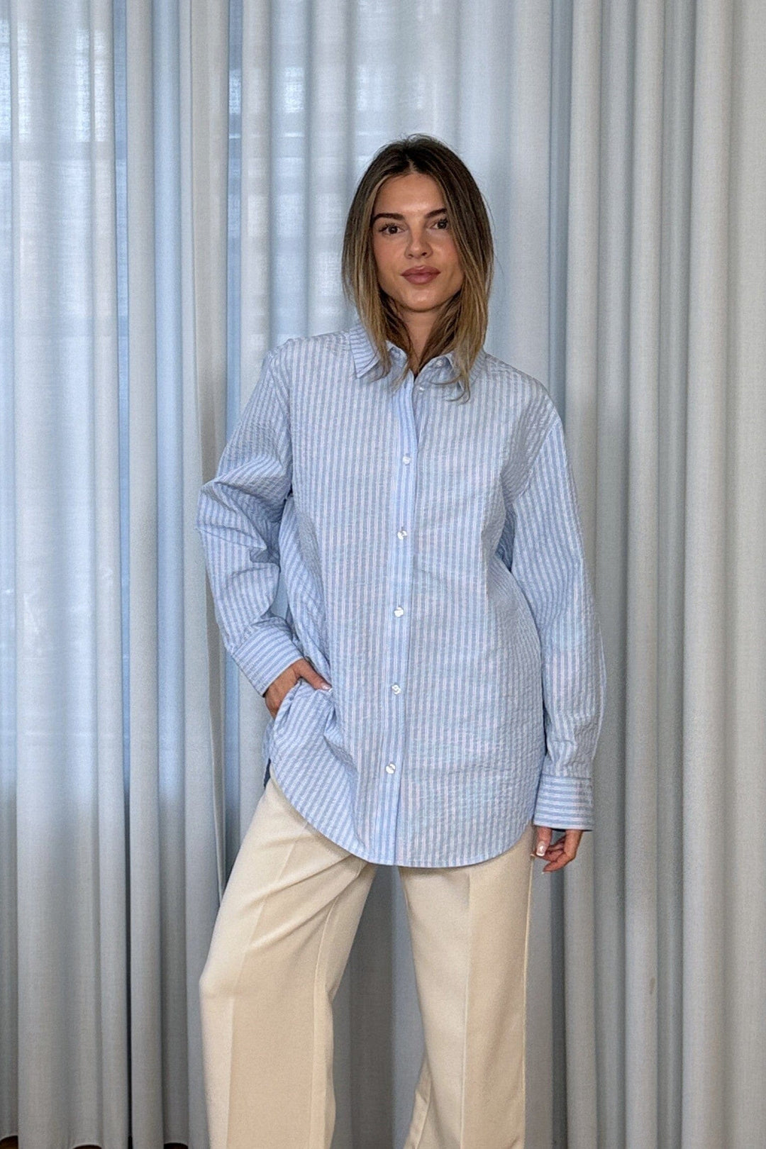 Modström - Viggemd Stripe Shirt 58993 - 13632 - Blue And White Stripe Skjorter 