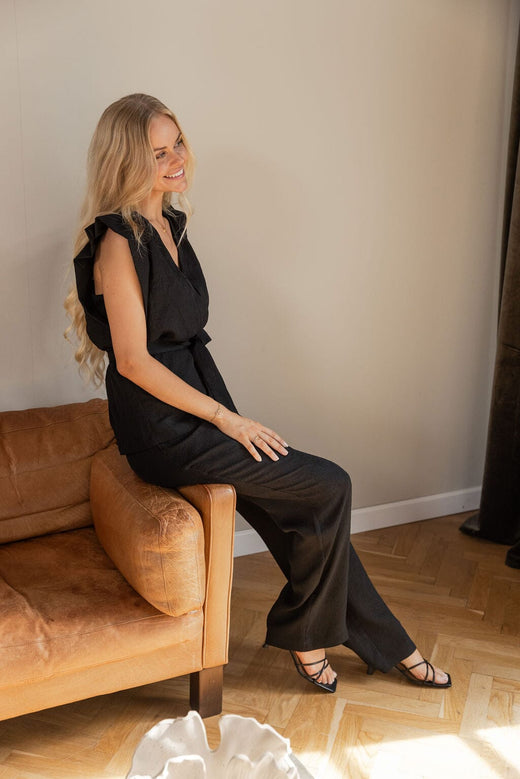 Molly&My x Julie Elgaard - Elsa Jacquard Pants 167096 - 100 - Black Bukser 