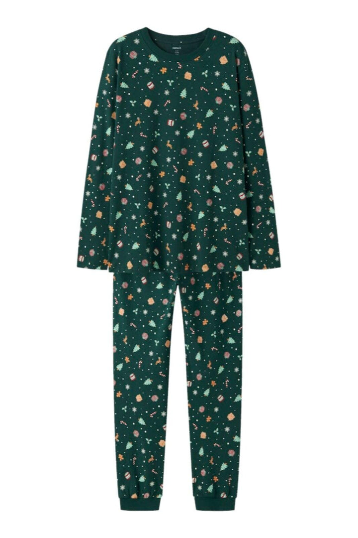 Name It - Nanvismas Ls Nightset - 4918983 Botanical Garden Xmas Aop Nattøj 