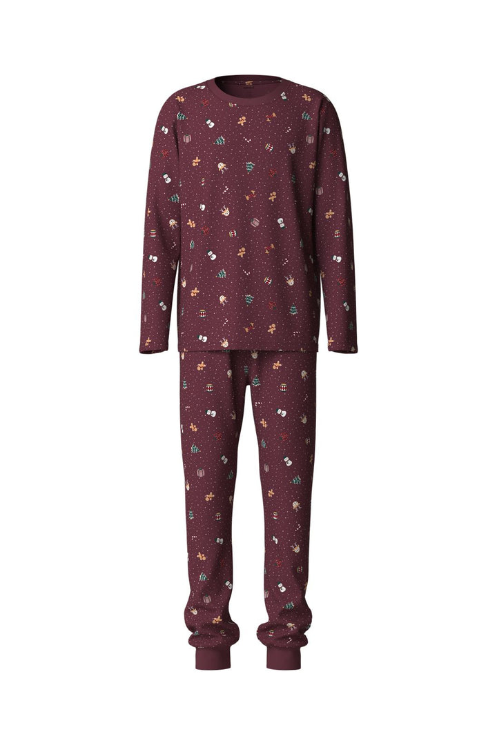 Name It - Nanvismas Ls Nightset - 5124798 Burgundy Christmas