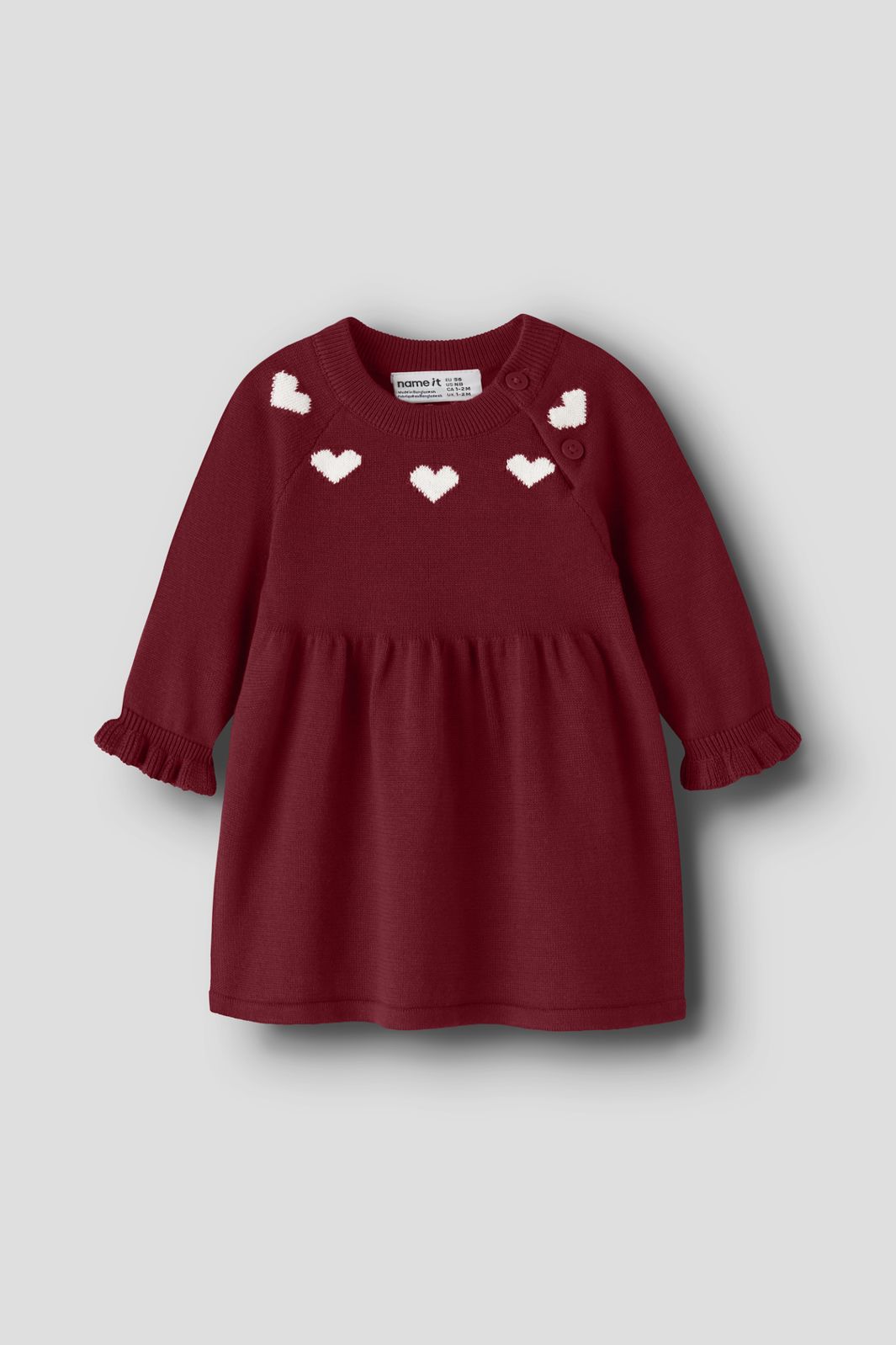 Name It - Nbfrisse Ls Knit Dress - 5131537 Red Dahlia