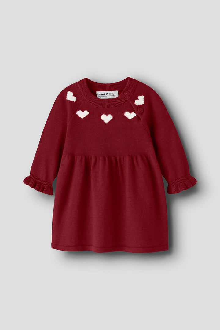 Name It - Nbfrisse Ls Knit Dress - 5131537 Red Dahlia