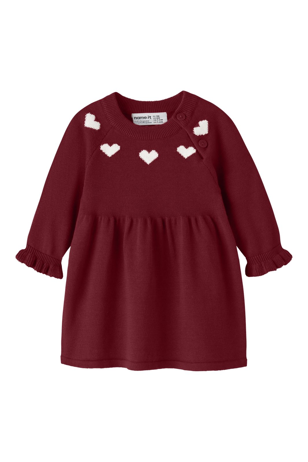 Name It - Nbfrisse Ls Knit Dress - 5131537 Red Dahlia