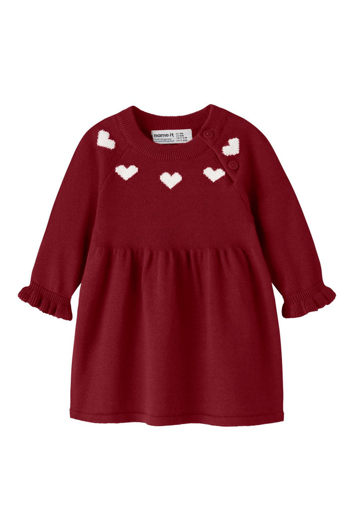 Name It - Nbfrisse Ls Knit Dress - 5131537 Red Dahlia