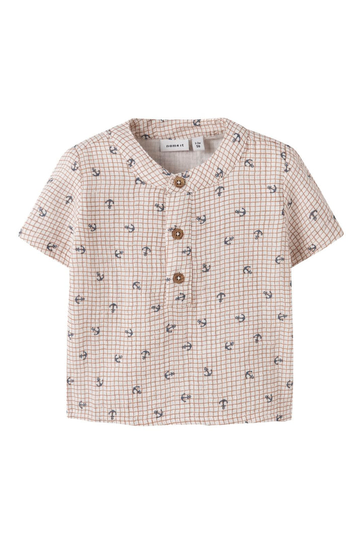 Name It - Nbmfront Ss Shirt - 4974866 Cloud Dancer Anchor