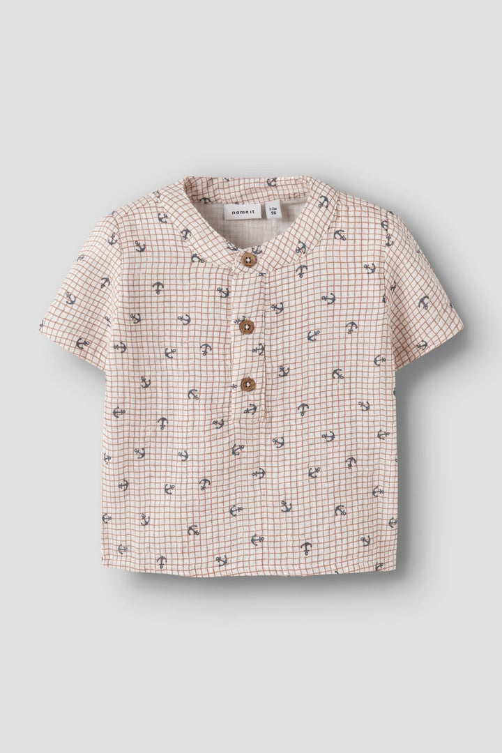 Name It - Nbmfront Ss Shirt - 4974866 Cloud Dancer Anchor