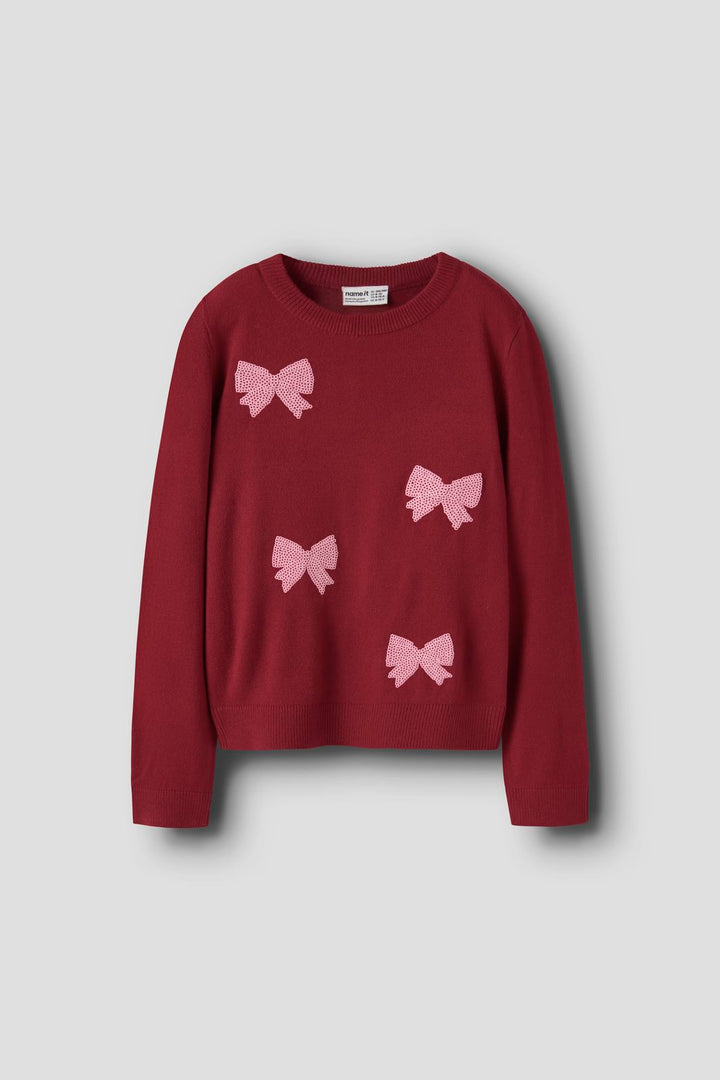 Name It - Nkfralle Ls Knit - 5131545 Red Dahlia