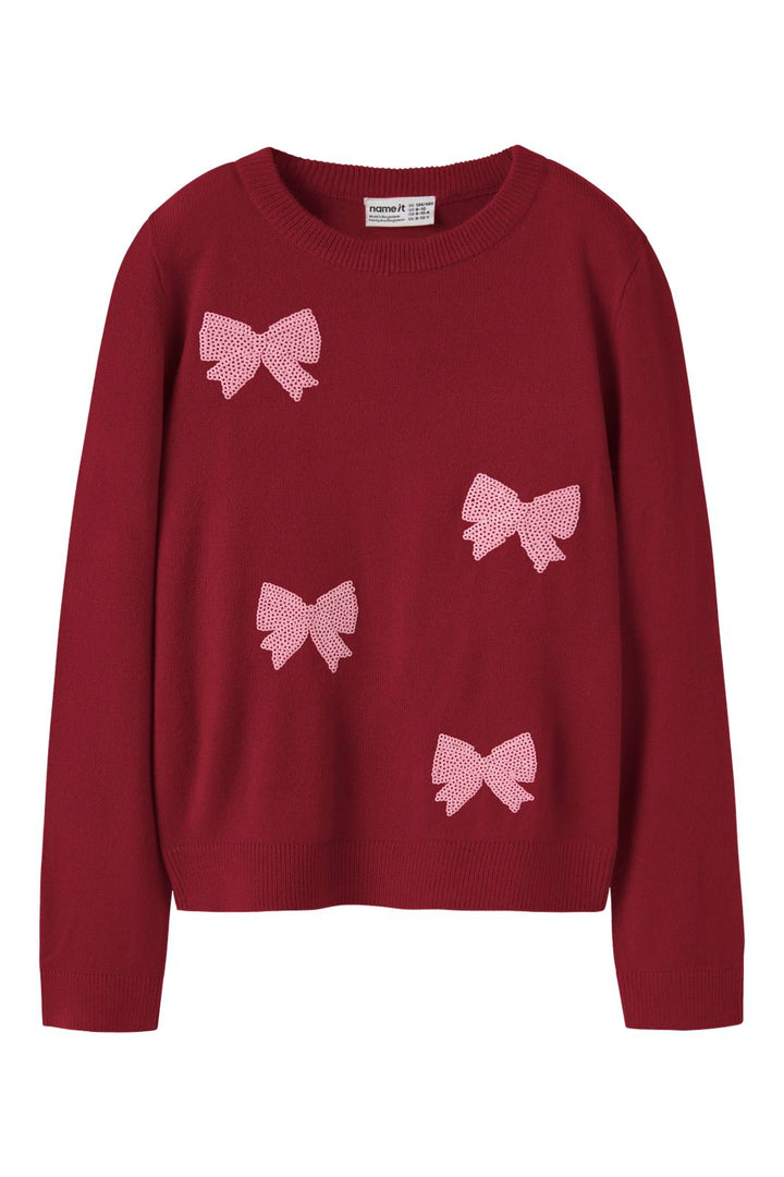 Name It - Nkfralle Ls Knit - 5131545 Red Dahlia