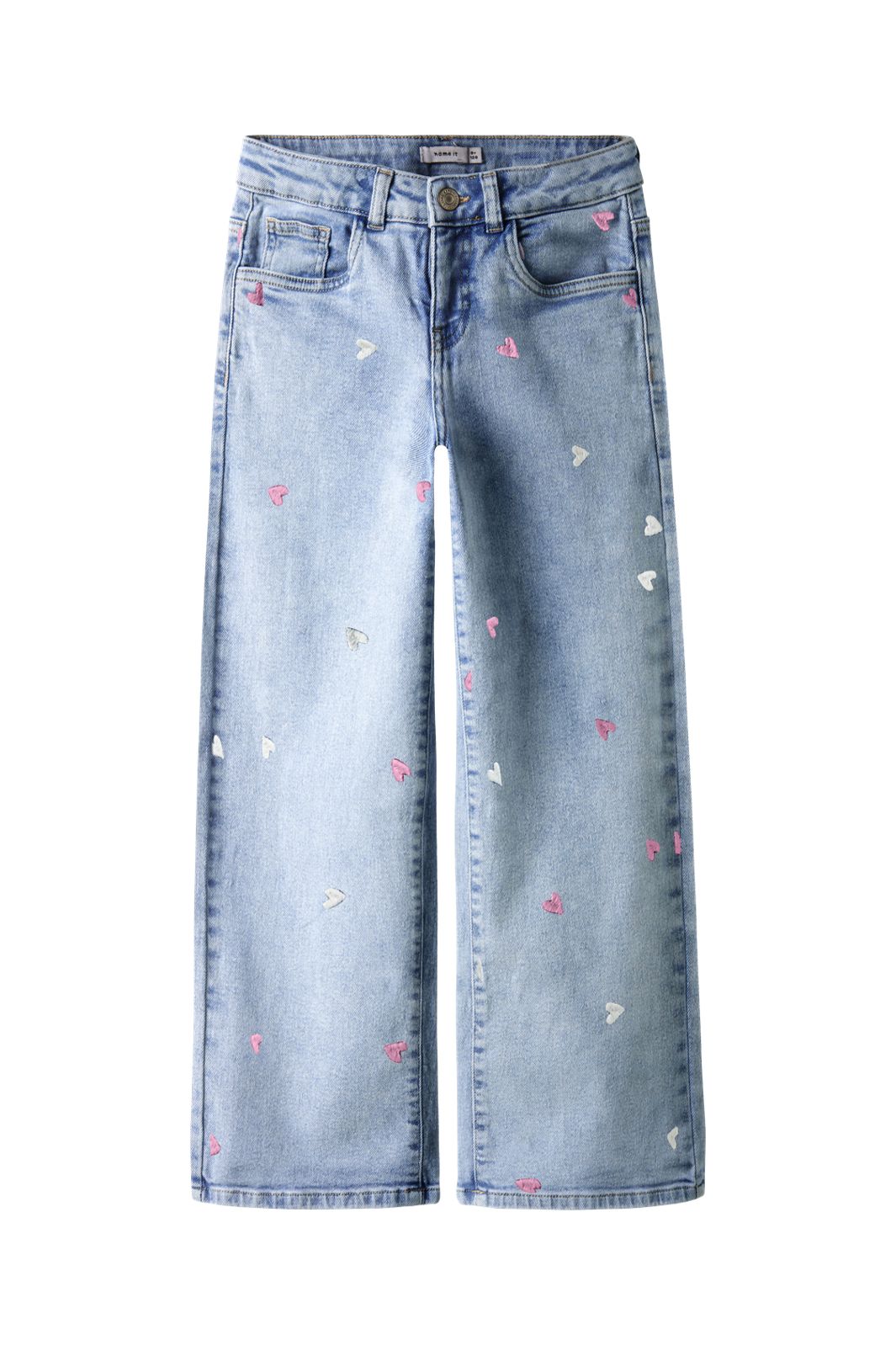 Name It - Nkfrose Wide Emb Jeans 2010-Fr - 4992374 Light Blue Bleached Denim Heart Emb