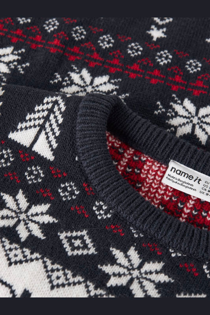 Name It - Nknrismas Ls Knit Cot - 5213753 Navy Blazer