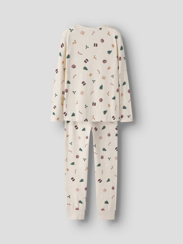 Name It - Nknvismas Ls Nightset - 4918936 Whitecap Gray Xmas Aop Nattøj 