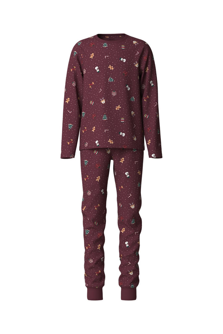 Name It - Nknvismas Ls Nightset - 5124790 Burgundy Christmas