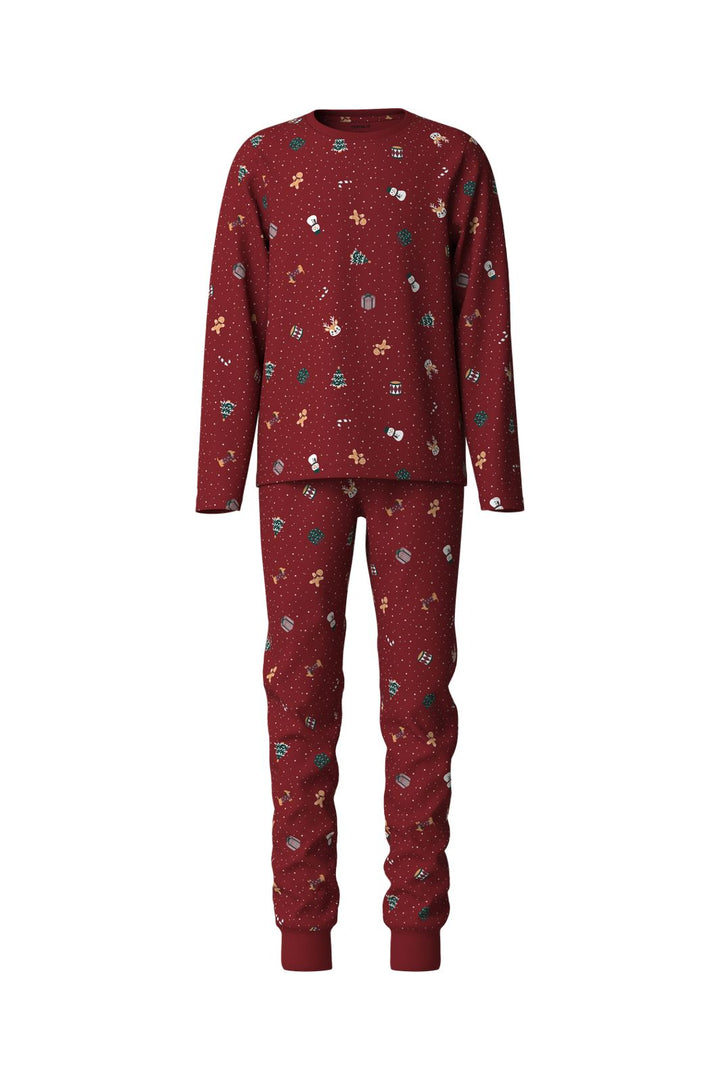 Name It - Nknvismas Ls Nightset - 5129027 Red Dahlia Christmas