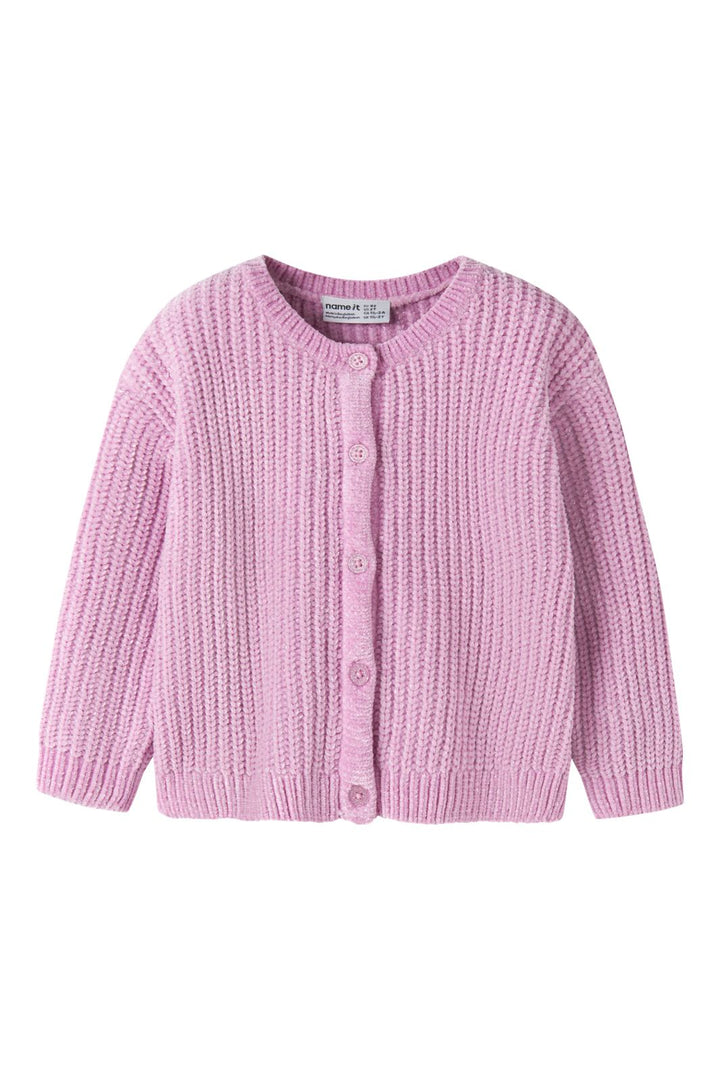 Name It - Nmfrome Ls Loose Knit Card - 5116047 Full Blooming Pink Silver Lurex