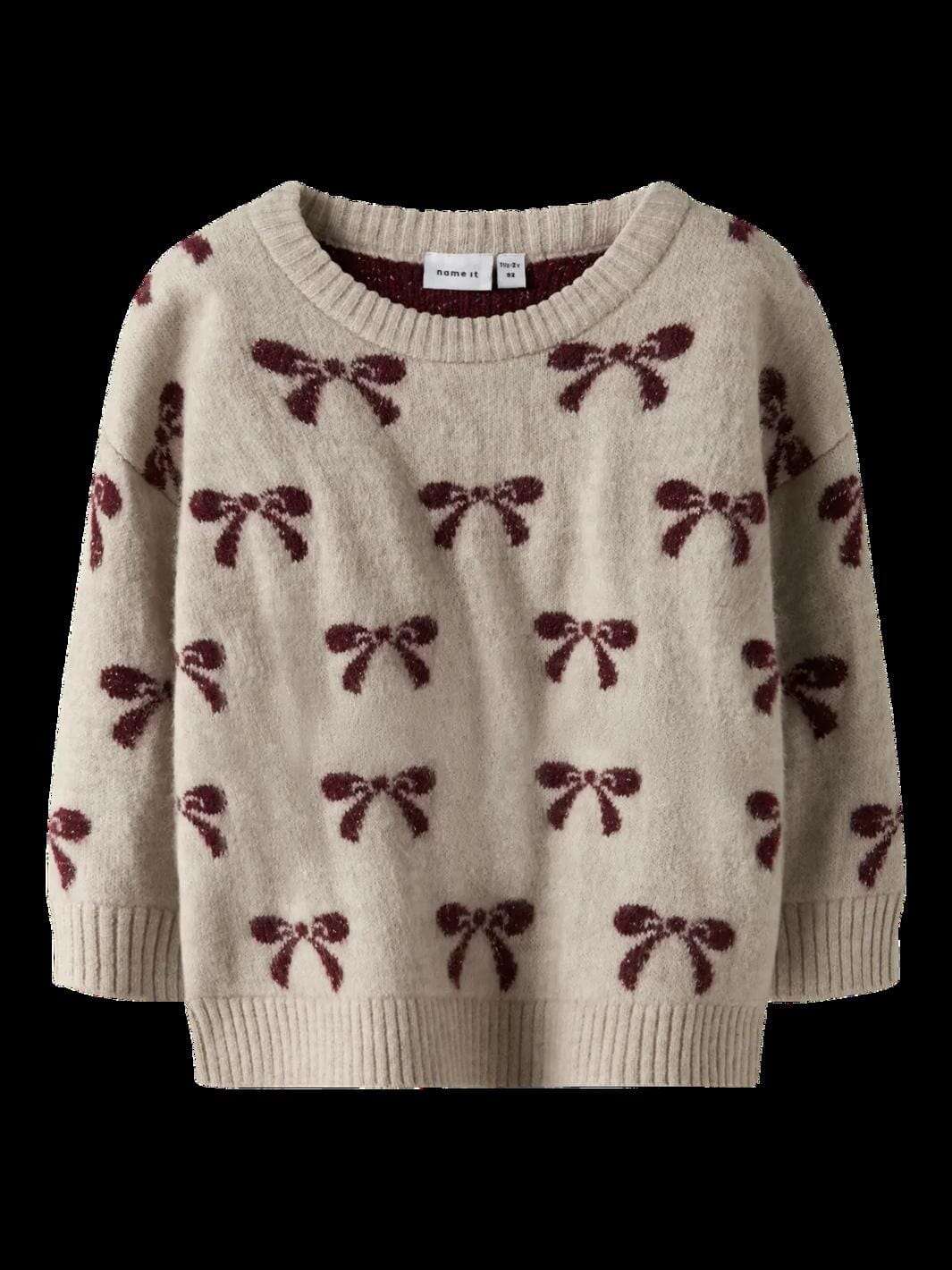 Name It - Nmfsenya Ls Knit - 4889692 Cement Strikbluser 