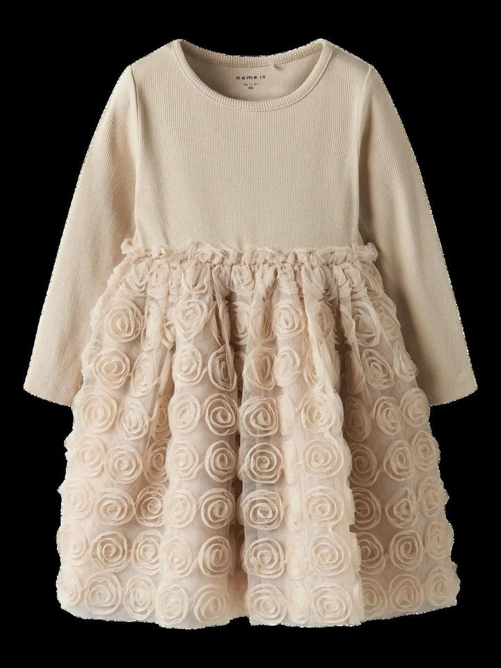 Name It - Nmfsykia Tulle Ls Dress - 4888967 Cement Kjoler 