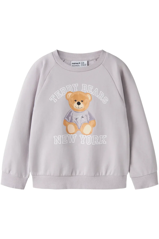 Name It - Nmfvenus Ls Nreg Sweat - 4971008 Lilac Marble Teddy Bear Sweatshirts 