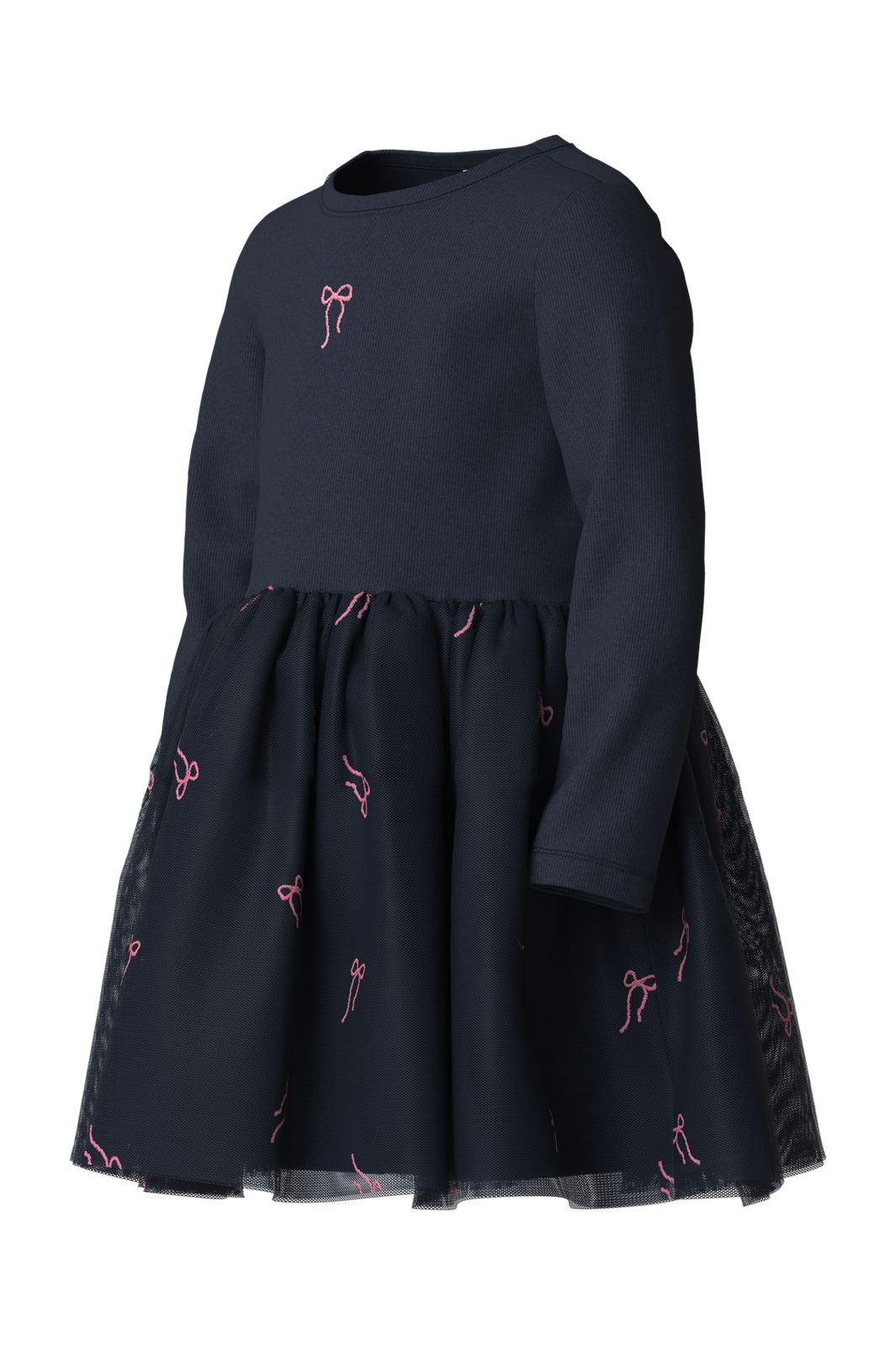 Name It - Nmfveross Ls Tulle Dress - 5166285 Navy Blazer Bow