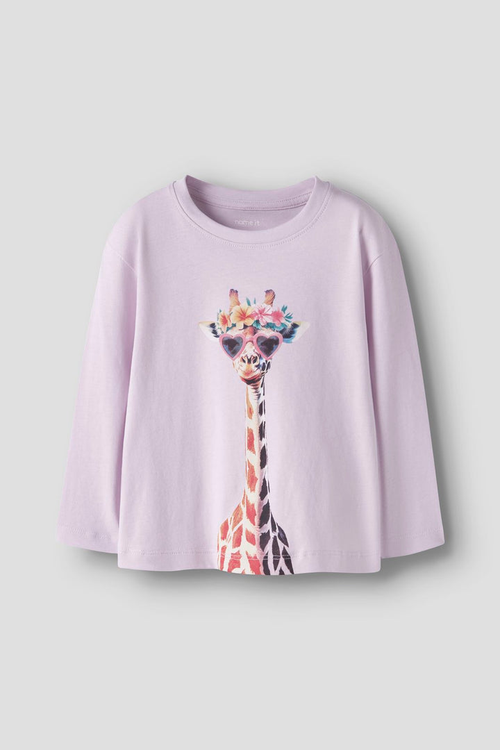 Name It - Nmfvotea Ls Nreg Top - 5003666 Lavender Fog Giraffe Sunglasses