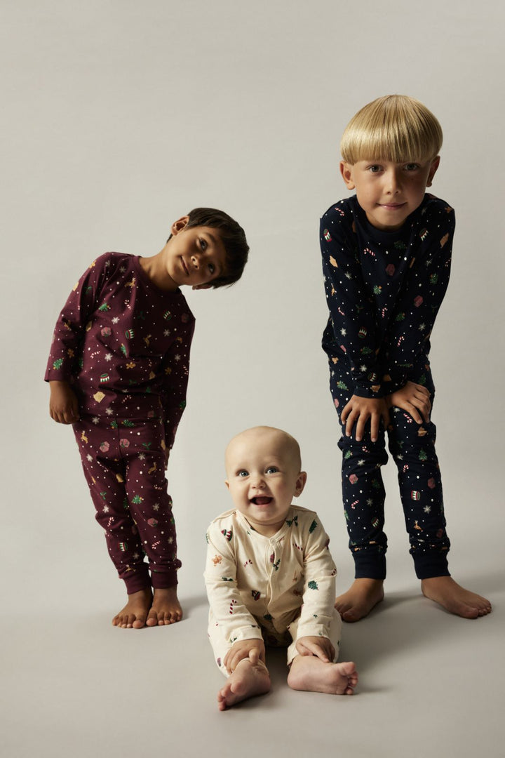 Name It - Nmnvismas Ls Nightset - 4918966 Burgundy Xmas Aop Nattøj 
