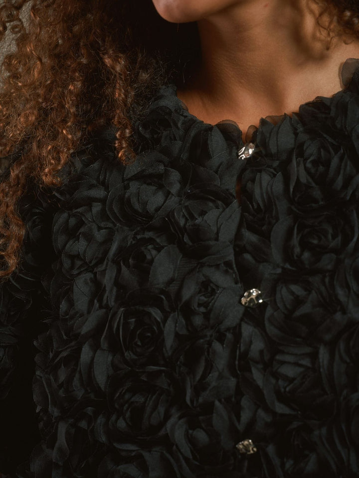 Neo Noir - Aisa Flower Blouse 168409 - 100 - Black Bluser 