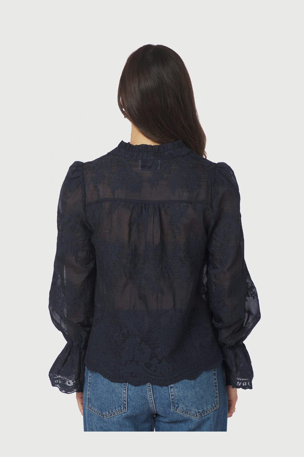 Neo Noir - Amara Big Embroidery Blouse 163032 - 141 - Navy