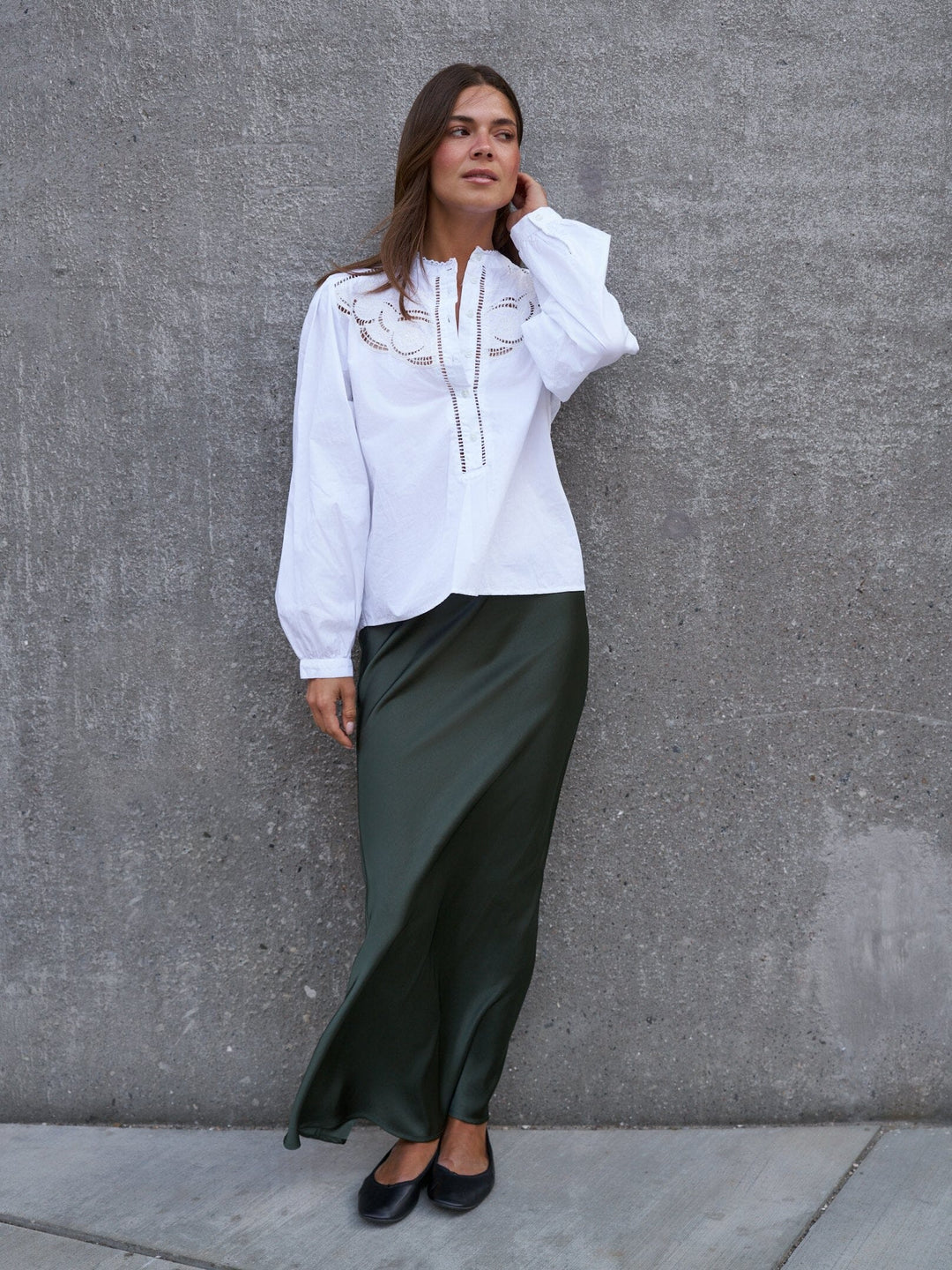 Neo Noir - Aneliah C Poplin Emb Blouse 169907 - 120 - White Bluser 