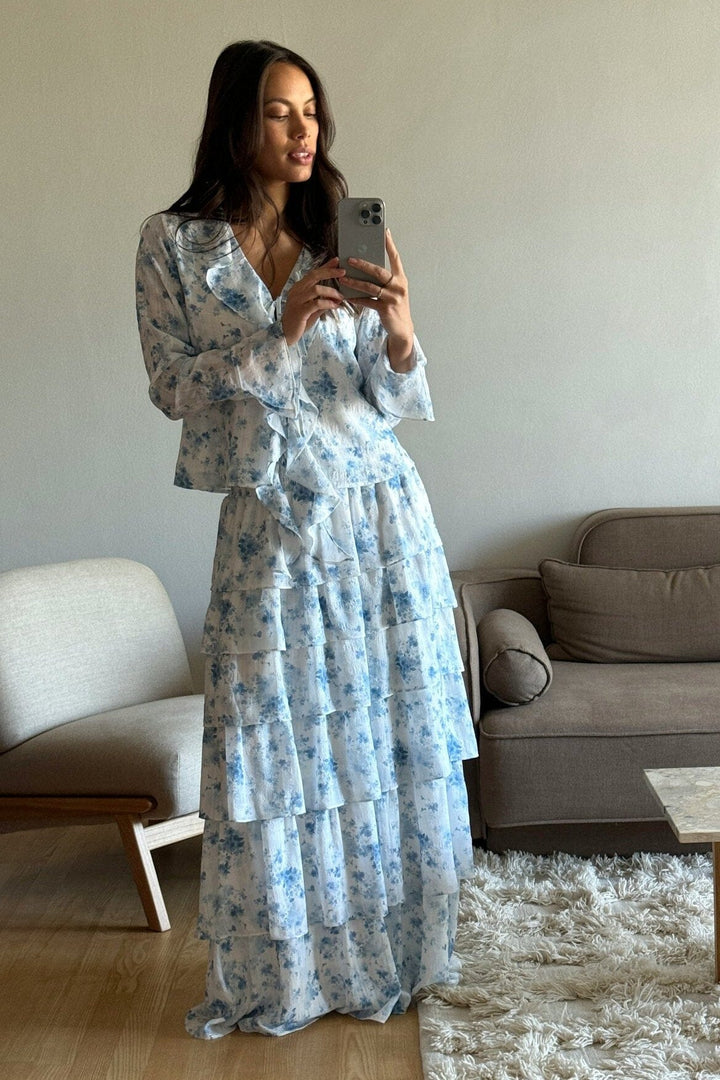 Neo Noir - Anika Fleur Blouse 169222 - 460 - Blue Floral Bluser 