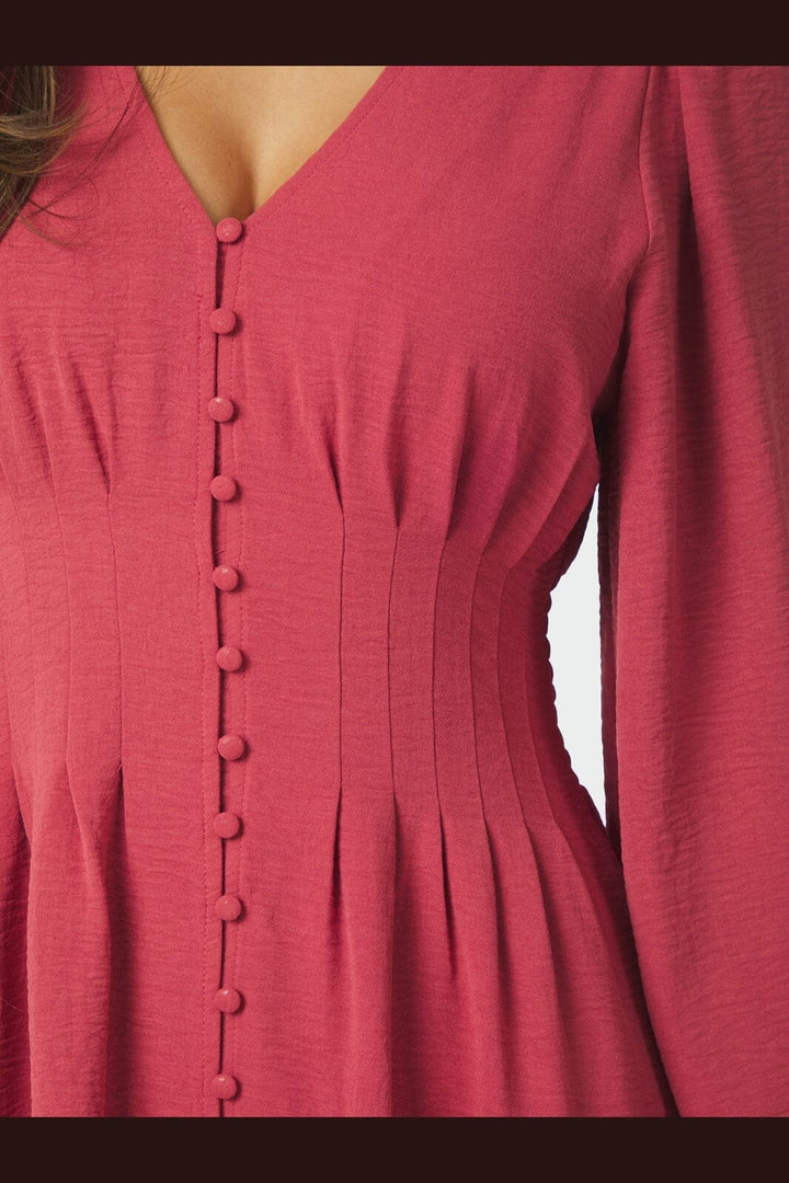 Neo Noir - Annelie Solid Crepe Dress 169135 - 430 - Cherry Pink