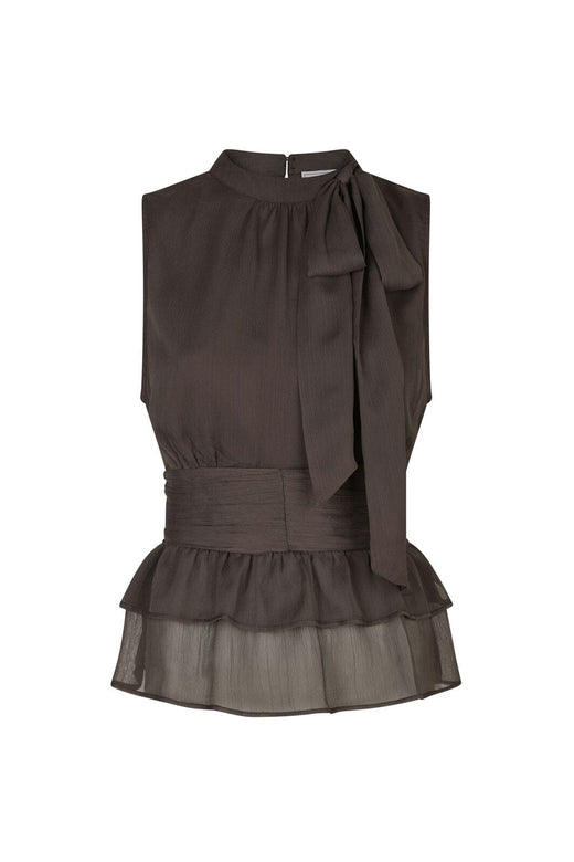 Neo Noir - Ansol Solid Chiffon Top 166671 - 676 - Dark Brown