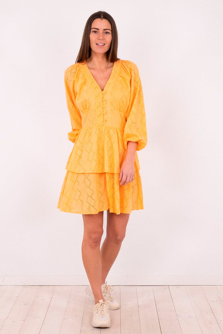 Neo Noir - Aronia Broderie Dress - Tangerine
