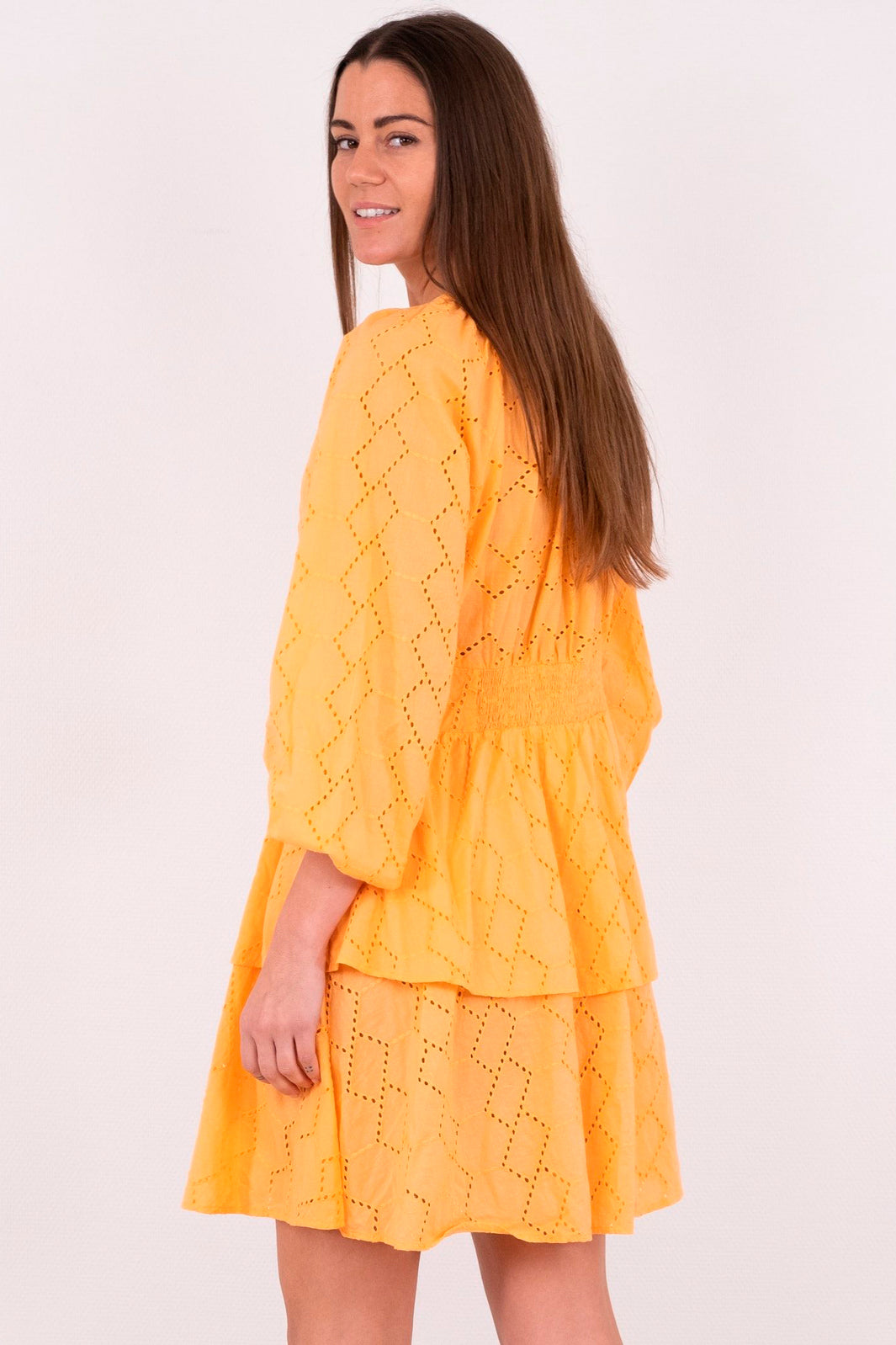 Neo Noir - Aronia Broderie Dress - Tangerine