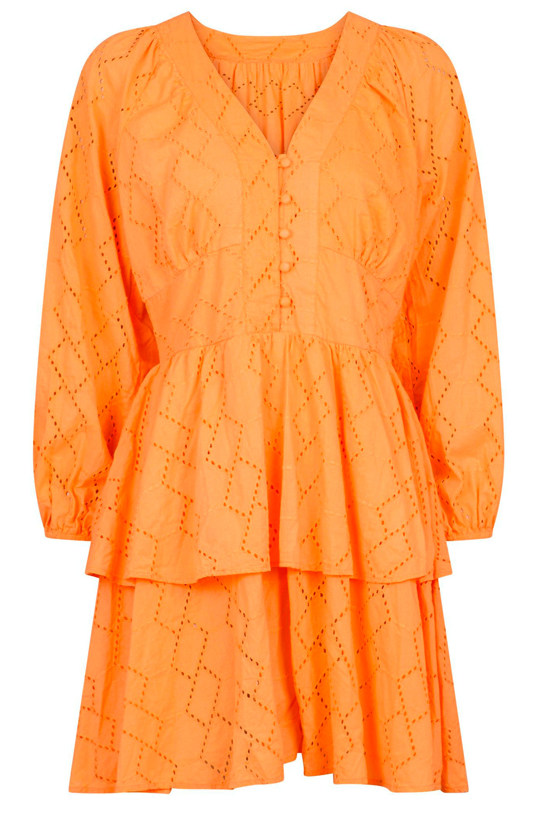 Neo Noir - Aronia Broderie Dress - Tangerine