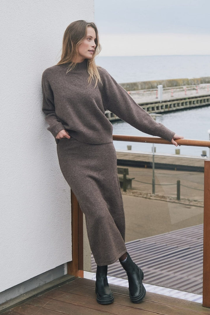 Neo Noir - Ashanti Knit Skirt - Brown Melange