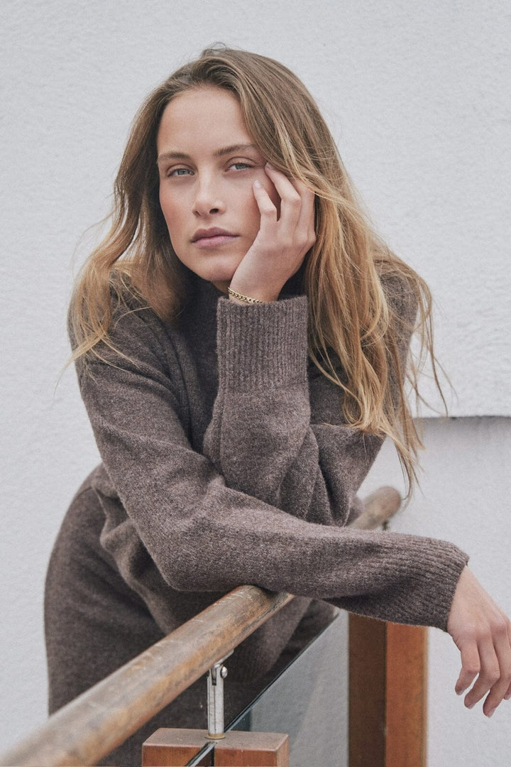 Neo Noir - Ashanti Knit Skirt - Brown Melange