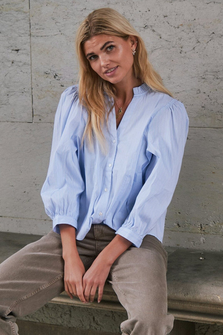 Neo Noir - Barba Striped Blouse 167938 - 145 - Light Blue Skjorter 