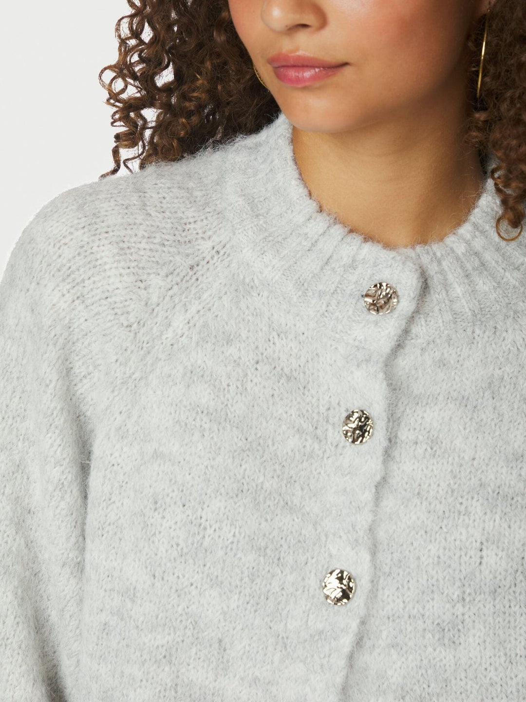 Neo Noir - Benuta Fluffy Knit Cardigan 165816 - 103 - Light Grey Melange Cardigans 