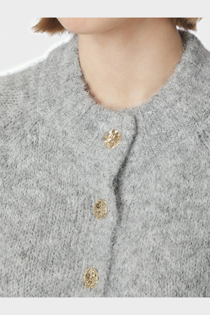 Neo Noir - Benuta Fluffy Knit Cardigan 165816 - 133 - Grey Melange