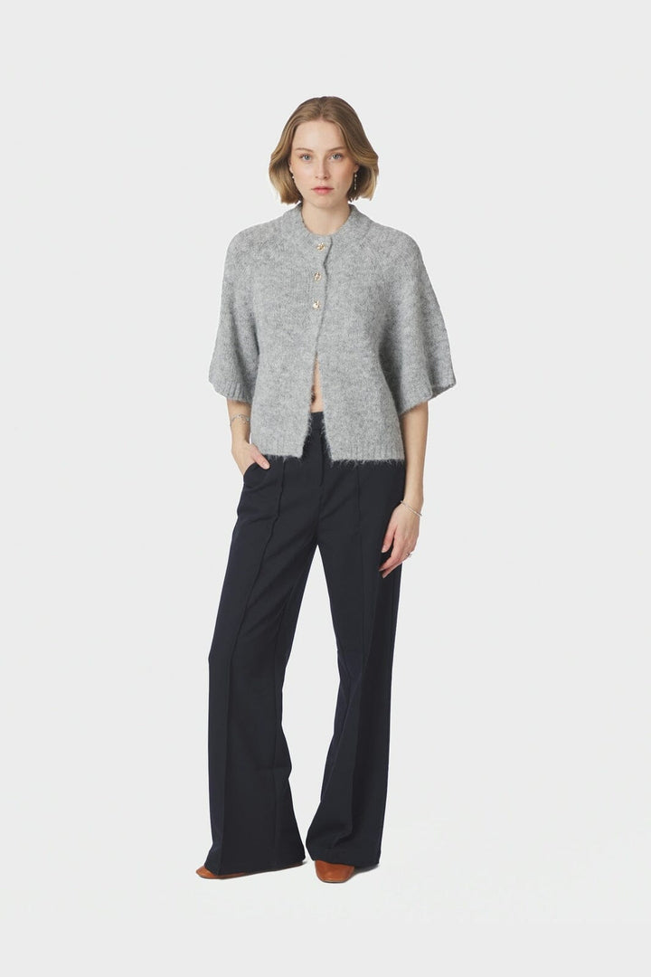 Neo Noir - Benuta Fluffy Knit Cardigan 165816 - 133 - Grey Melange