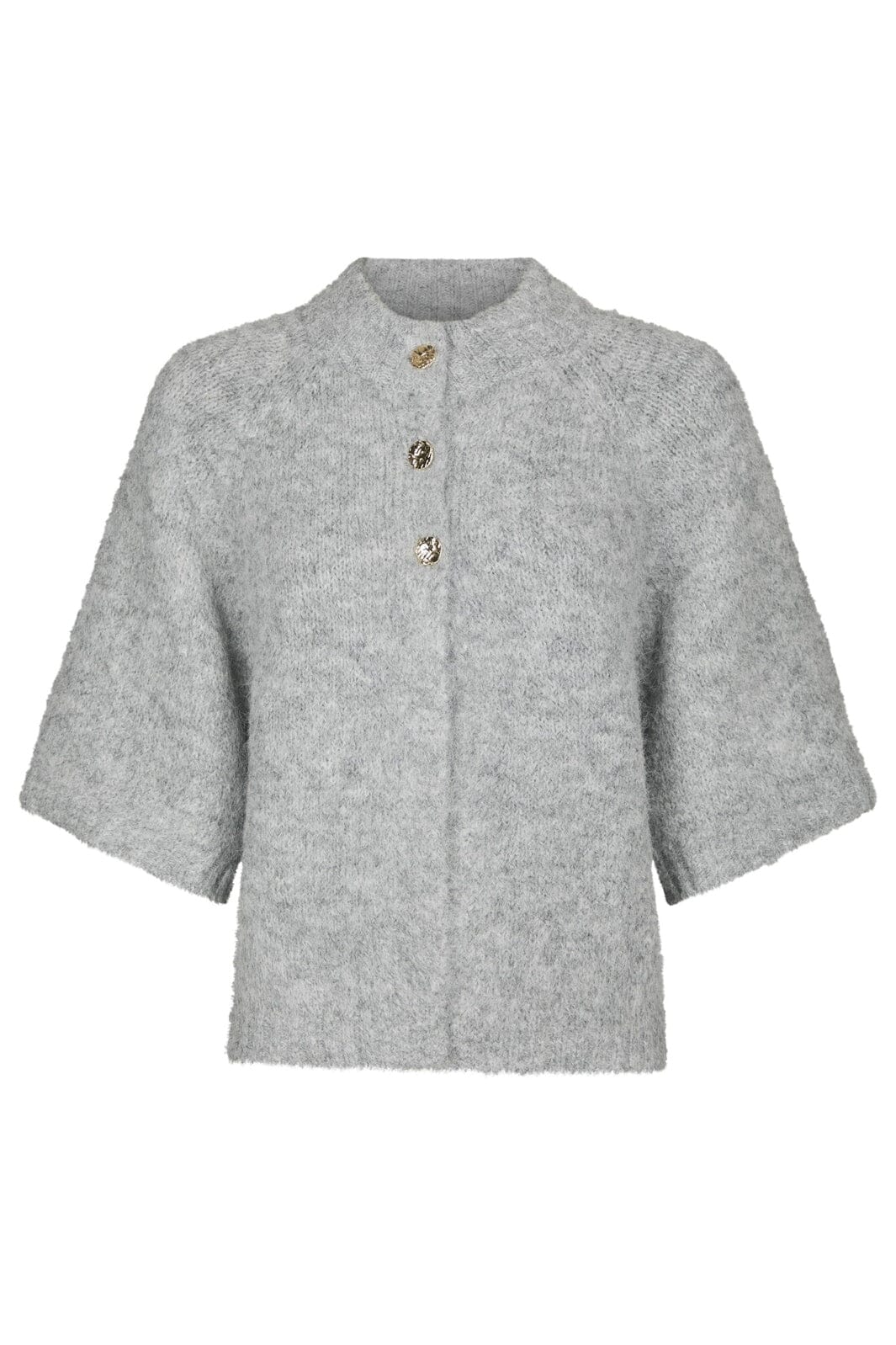 Neo Noir - Benuta Fluffy Knit Cardigan 165816 - 133 - Grey Melange