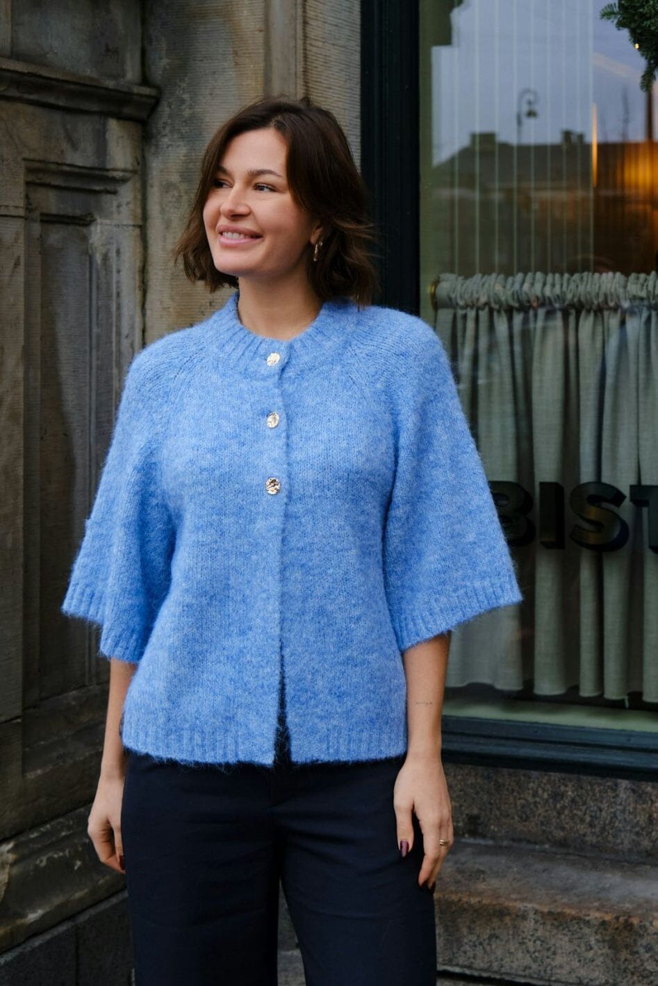 Neo Noir - Benuta Fluffy Knit Cardigan 165816 - 142 - Dusty Blue Cardigans 