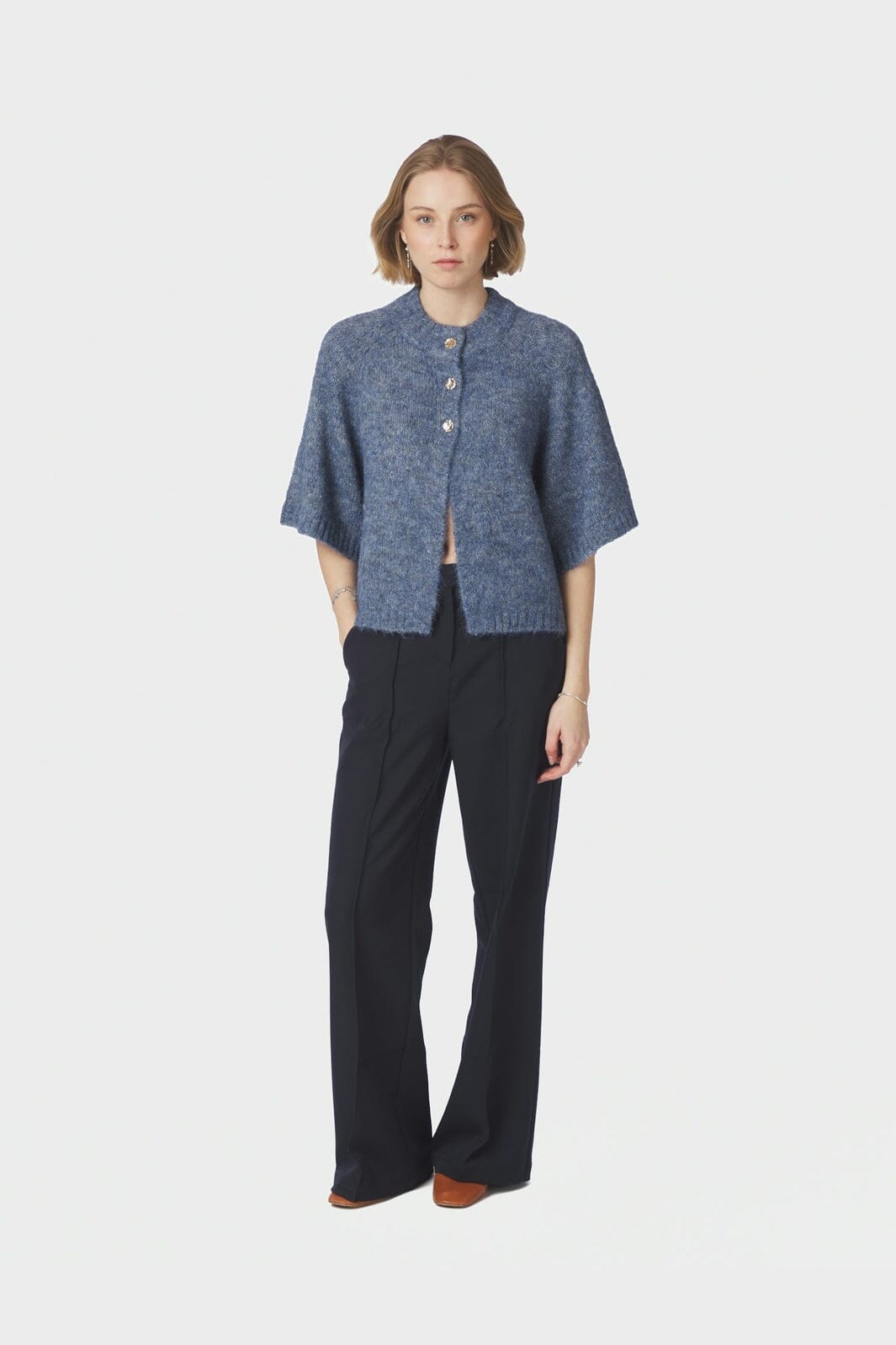 Neo Noir - Benuta Fluffy Knit Cardigan 165816 - 407 - Smoke Blue