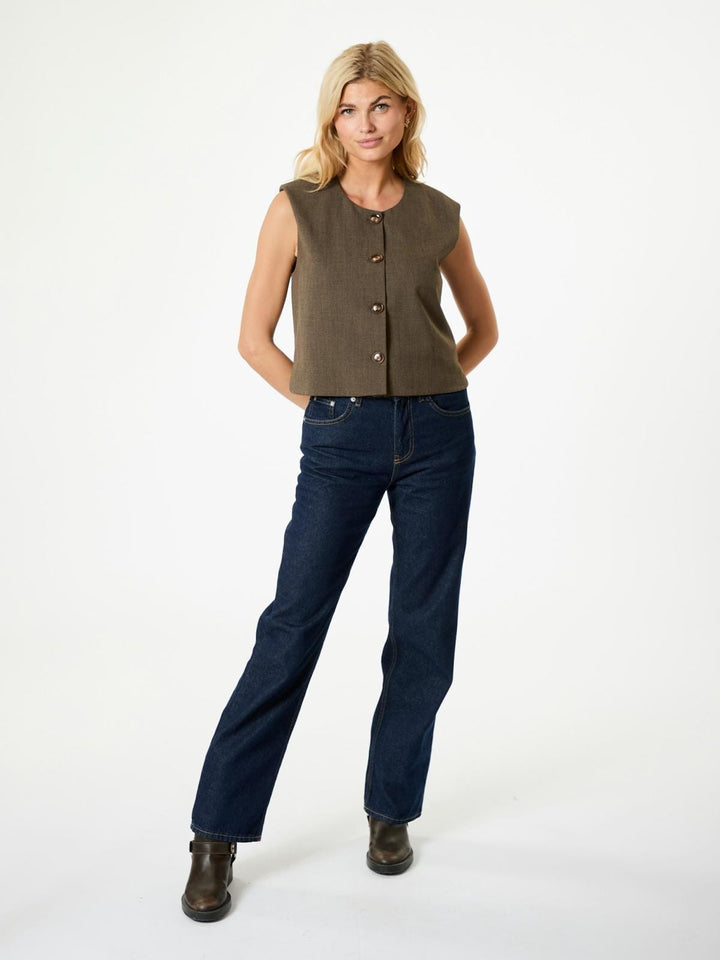 Neo Noir - Birtha Waistcoat - Brown Melange