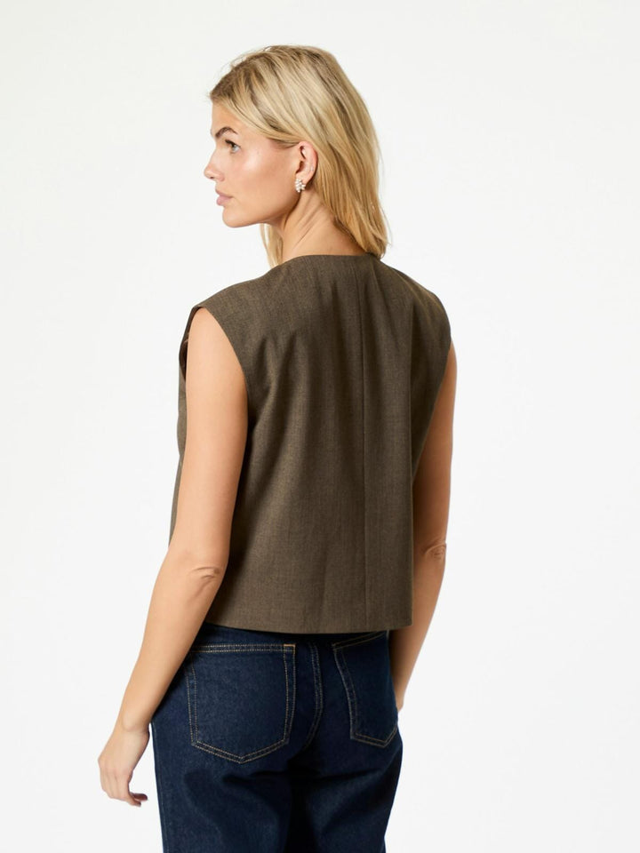 Neo Noir - Birtha Waistcoat - Brown Melange