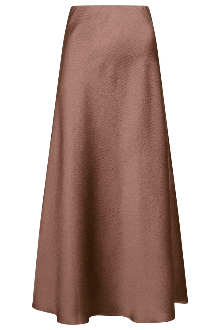 Neo Noir - Bovary Crepe Satin Skirt - Dusty Brown