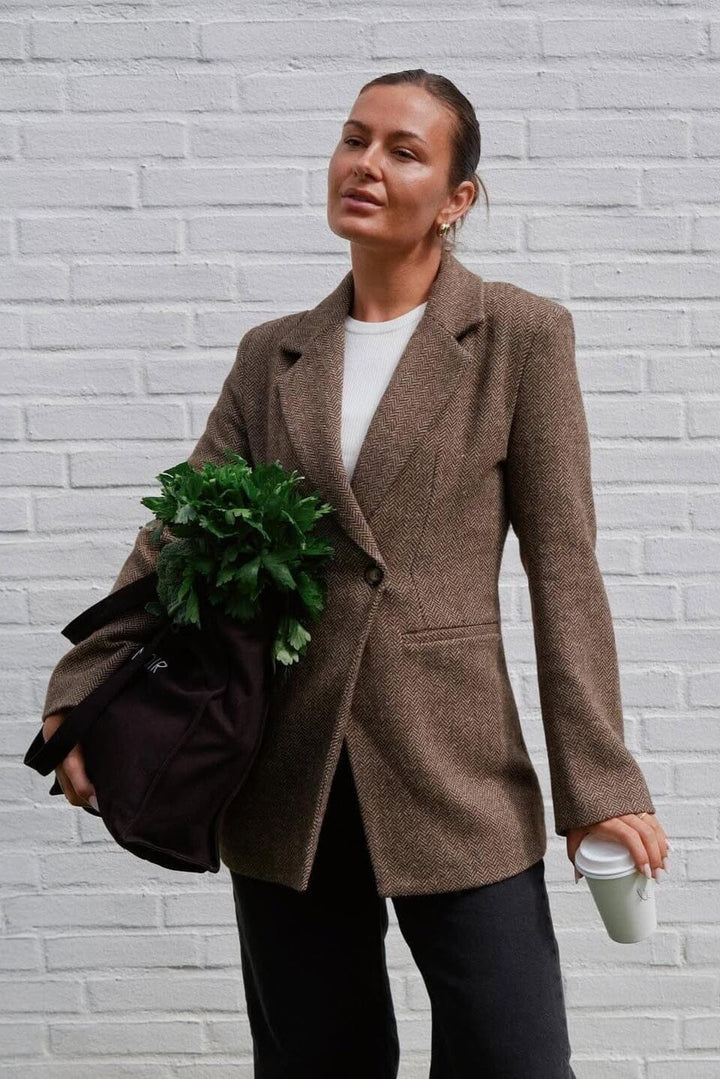 Neo Noir - Bowie Herringbone Blazer 164866 - 210 - Brown Blazere 