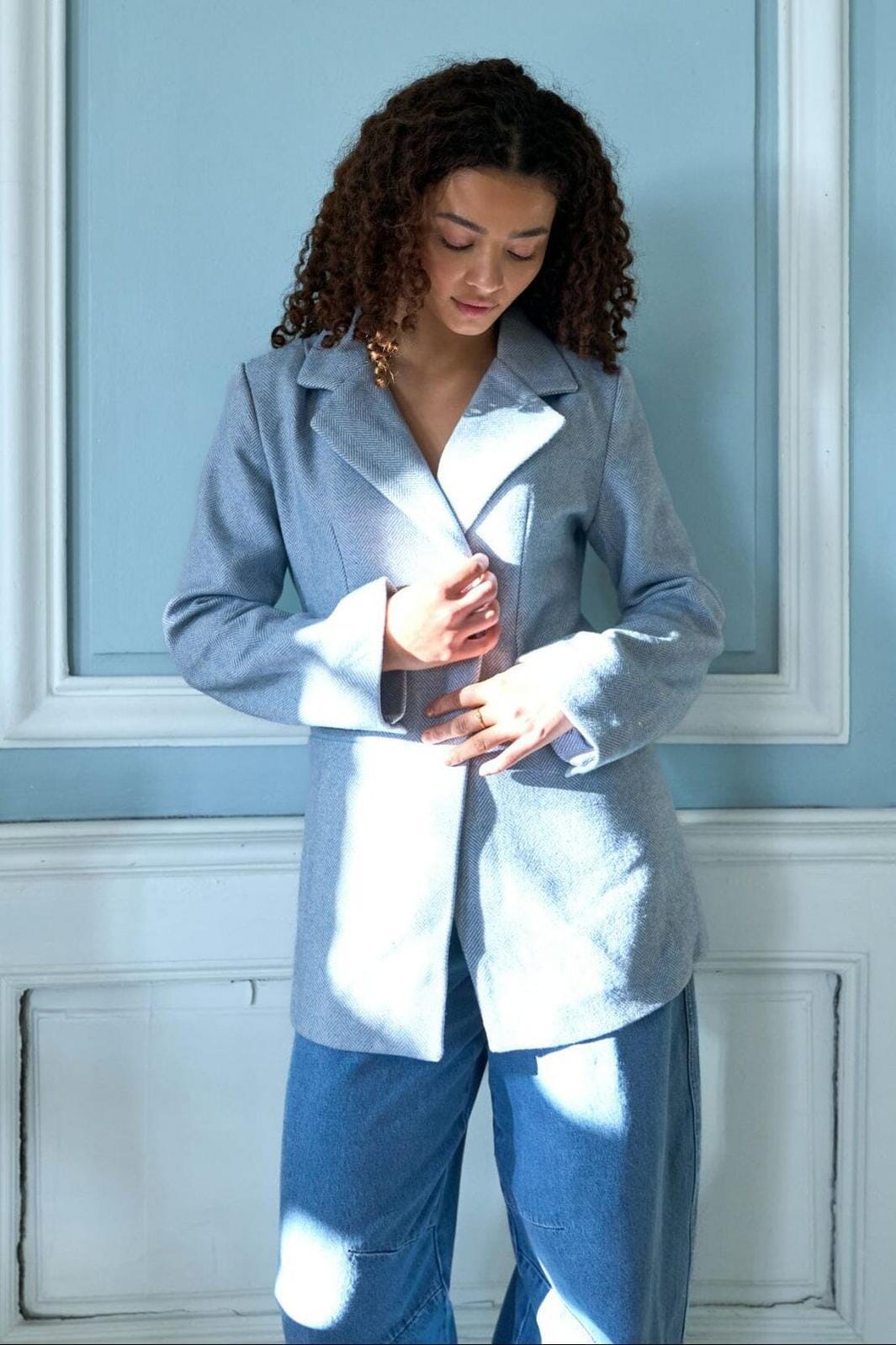Neo Noir - Bowie Herringbone S Blazer 167664 - 145 - Light Blue Blazere 