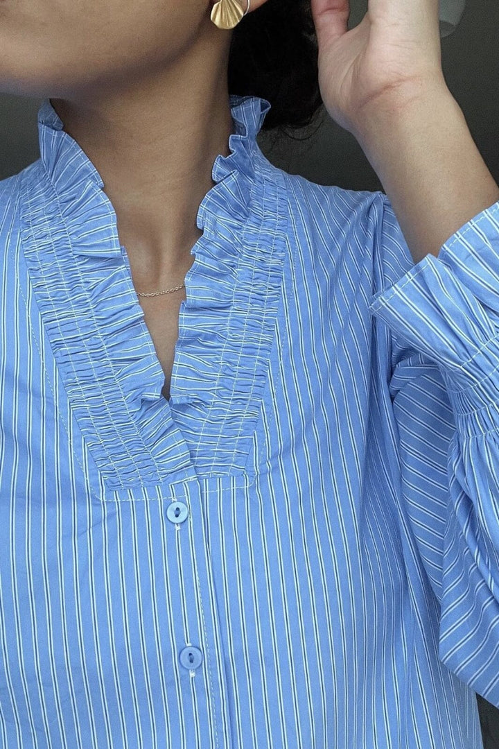 Neo Noir - Brielle Stripe Shirt - Light Blue