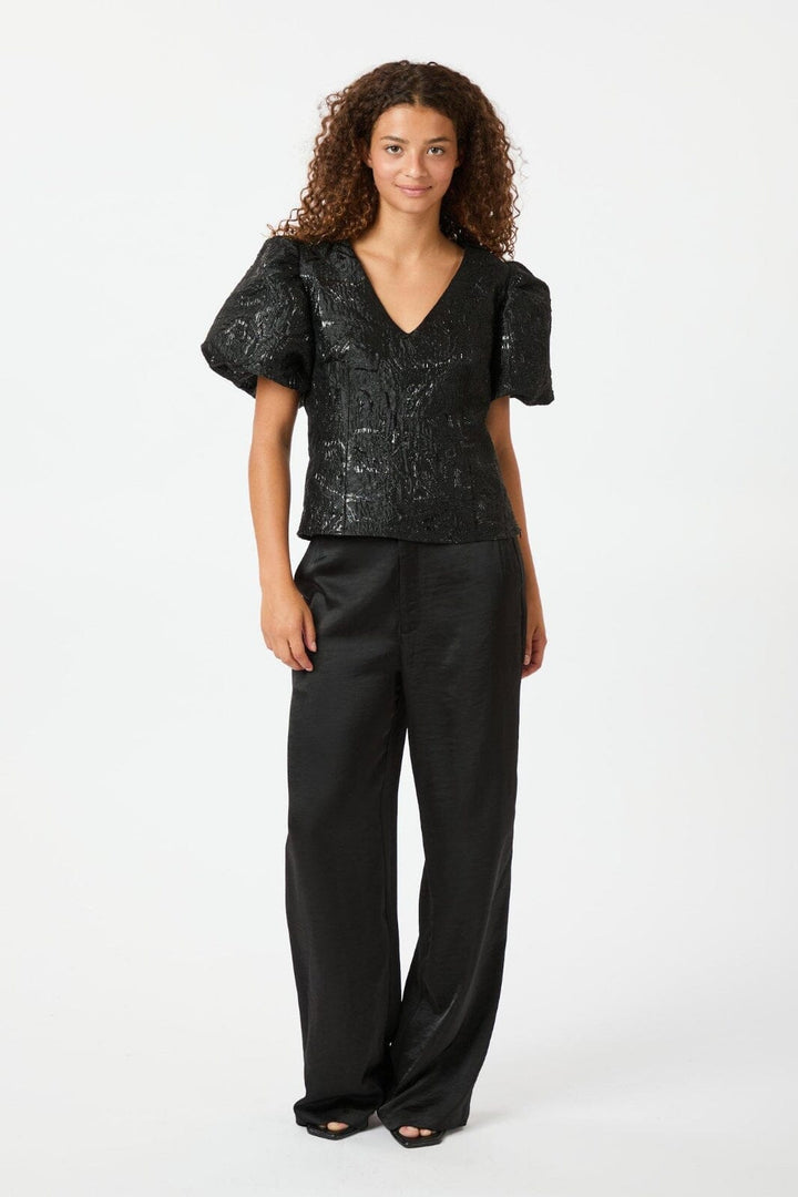 Neo Noir - Camia Metallic Brocade Blouse 163846 - Black